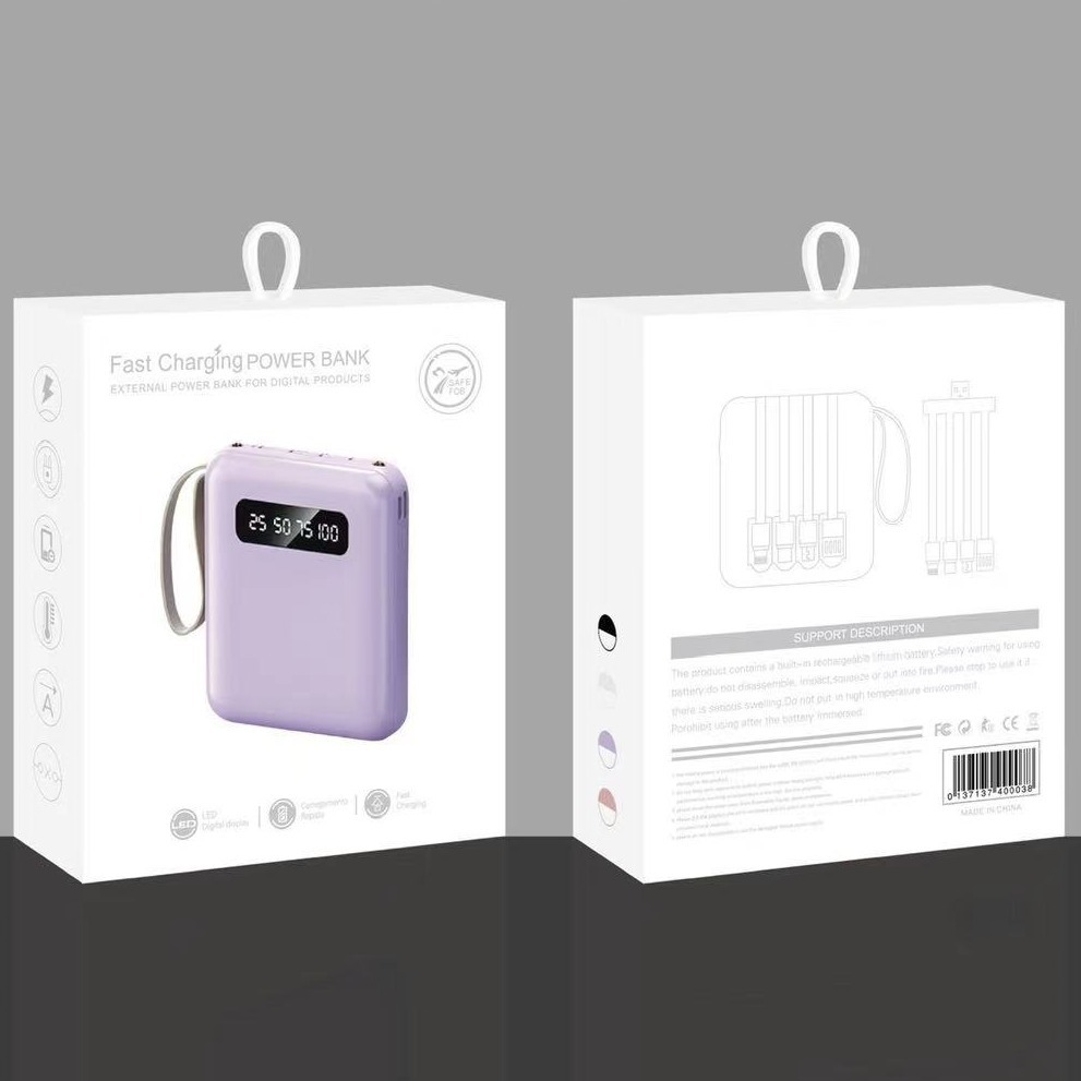 10w led display mini self contained dual type c output power bank with custom logo compact portable gift 10w led display mini self contained dual type c output power bank with custom logo compact portable gift