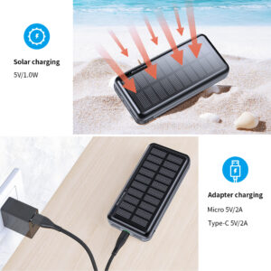 portable 20000mah capacity polymer lithium battery daul usb type c solar power bank oem odm support
