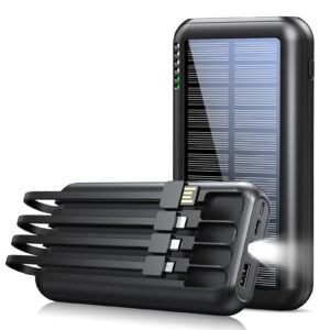 Home built in cable usb c solar power bank 20000mah 20w ultra slim portable iphone charger mini power bank