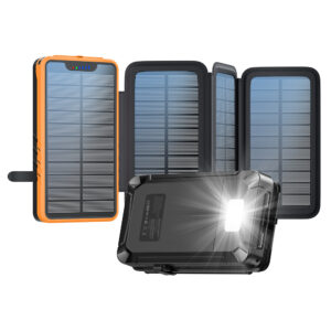 Home multi function foldable solar panel power 20000mah charger solar power bank with led light