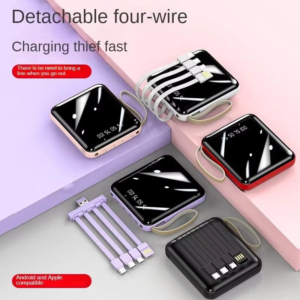 10w plastic led display power bank four cables 20000 mah large capacity compact portable logo customization