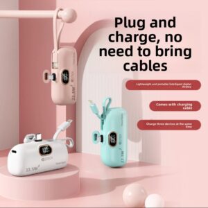capsule 5000mah li polymer power bank 22.5w with fast charging led display dual cable & lanyard wholesale kit